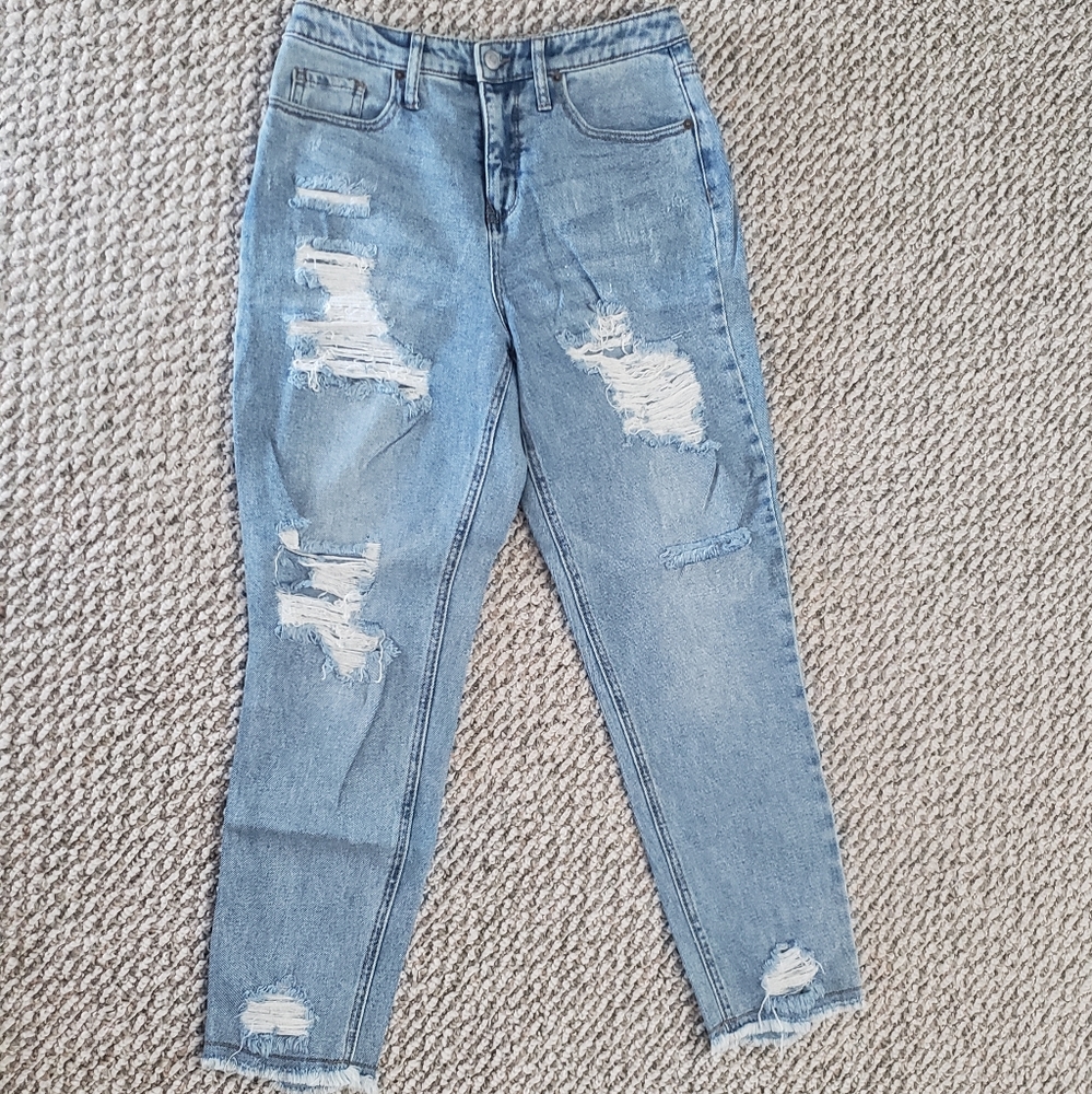 Wild Fable High-Waisted Destroyed Straight Jeans